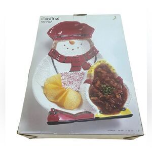 Cardinal Snowfolk Snowman Chip and Dip Platter Brand New In Box